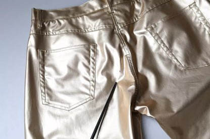 Dolce & Gabbana Metallic Gold Polyester Tapered Pants by Dolce & Gabbana