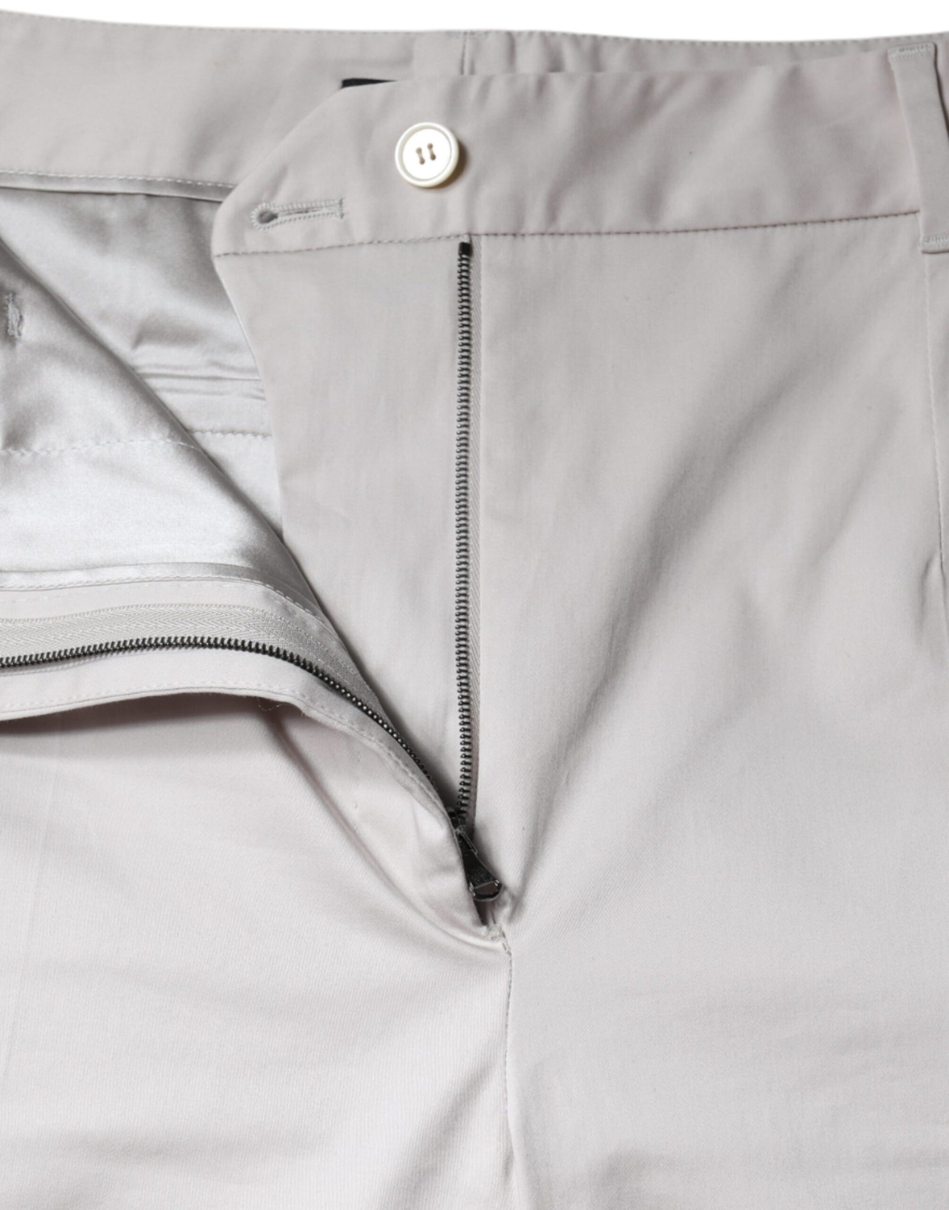 Dolce & Gabbana White Cotton Mid Waist Cropped Skinny Pants by Dolce & Gabbana