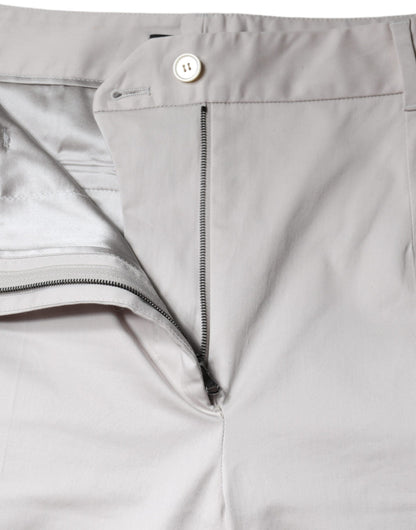 Dolce & Gabbana White Cotton Mid Waist Cropped Skinny Pants by Dolce & Gabbana