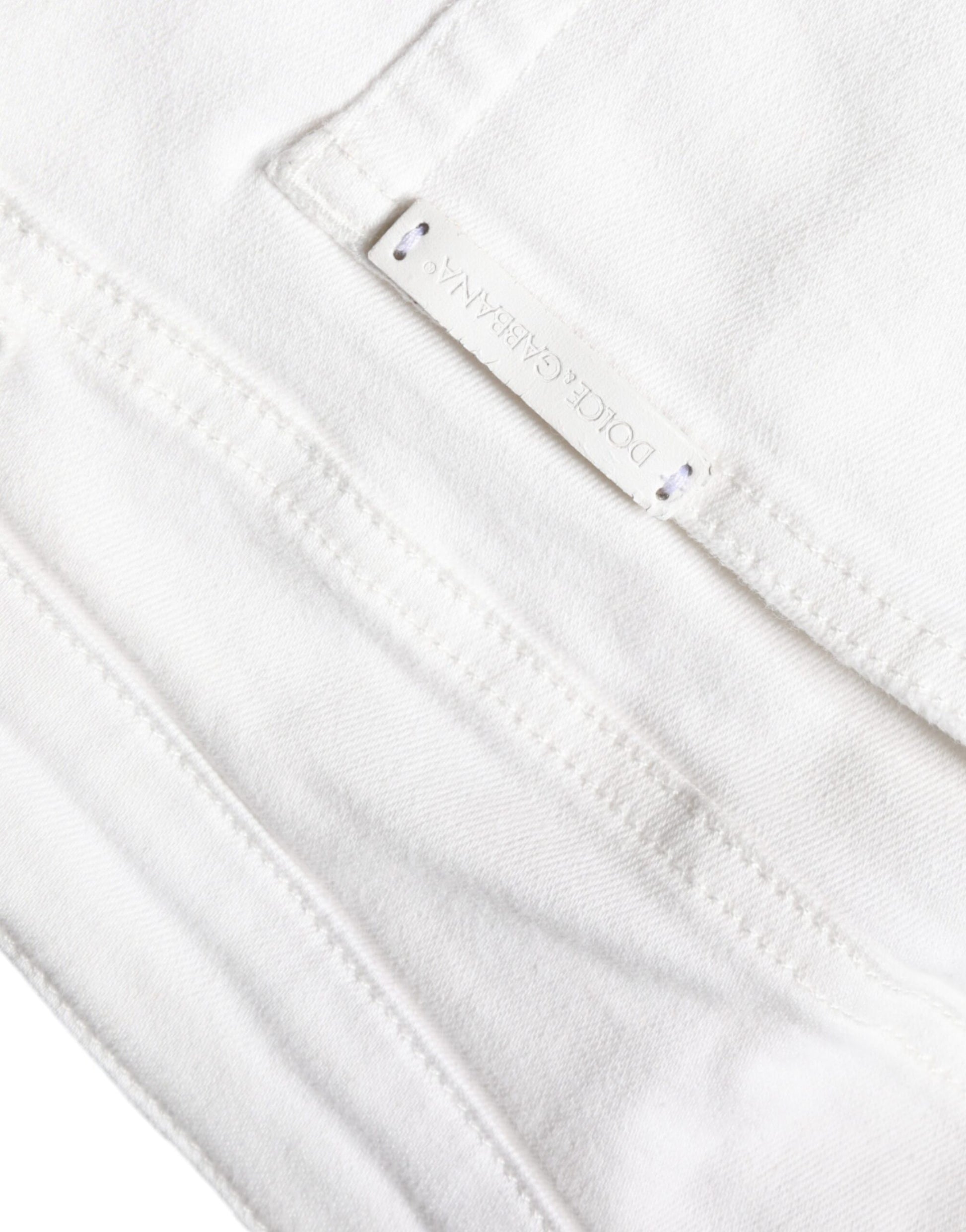 Dolce & Gabbana White Cotton Stretch Tattered Skinny Jeans by Dolce & Gabbana
