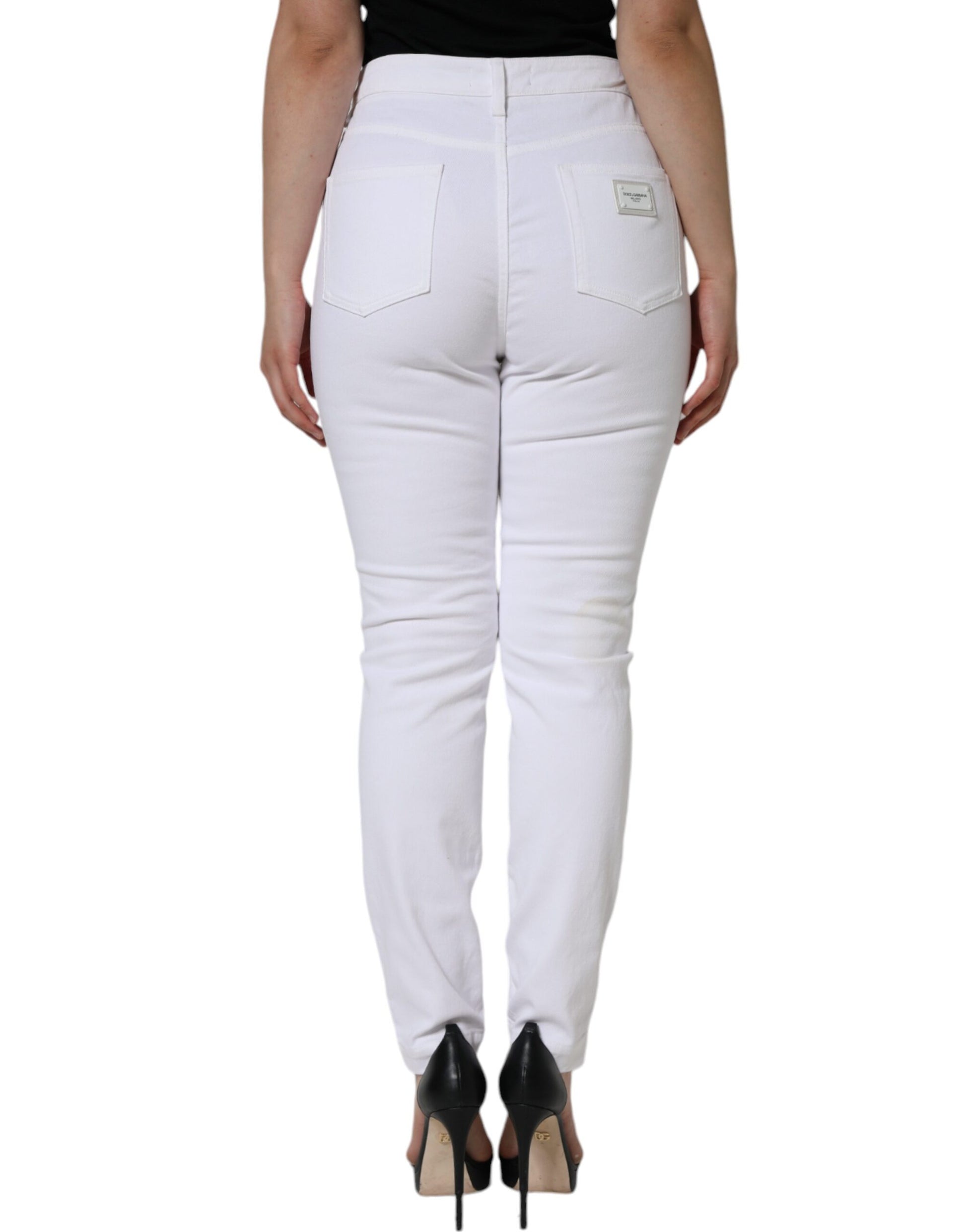Dolce & Gabbana White Cotton Stretch AUDREY Skinny Jeans by Dolce & Gabbana
