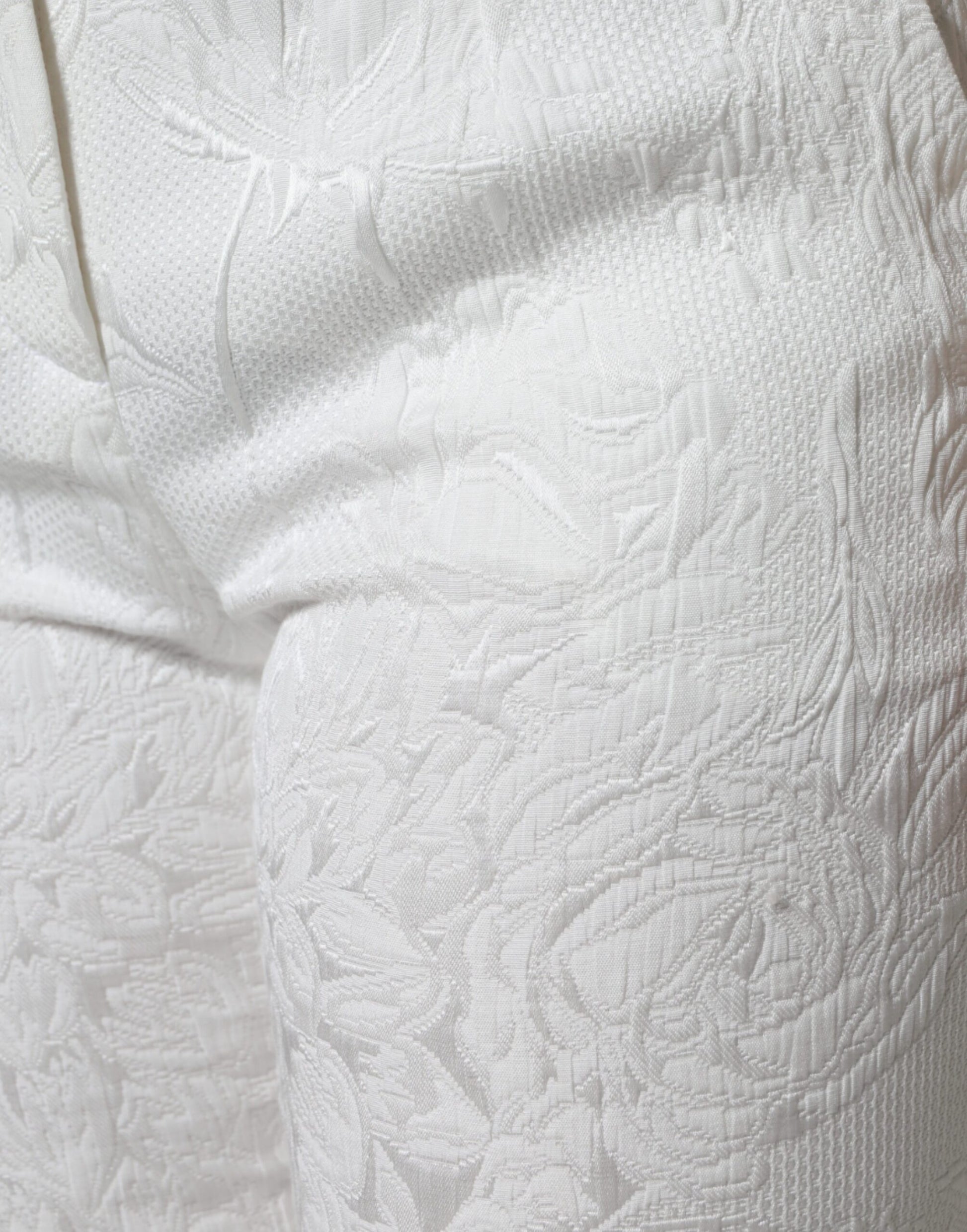 Dolce & Gabbana White Floral Brocade Cotton Cropped Pants by Dolce & Gabbana