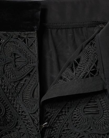 Jupe crayon taille haute en dentelle florale noire Dolce &amp; Gabbana