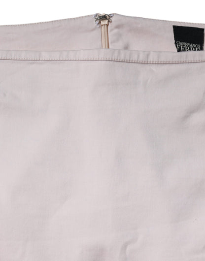 Jupe crayon taille moyenne en coton stretch beige GF Ferre