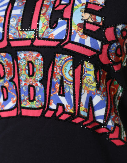 Dolce & Gabbana Black Cotton Logo Print Round Neck T-shirt by Dolce & Gabbana