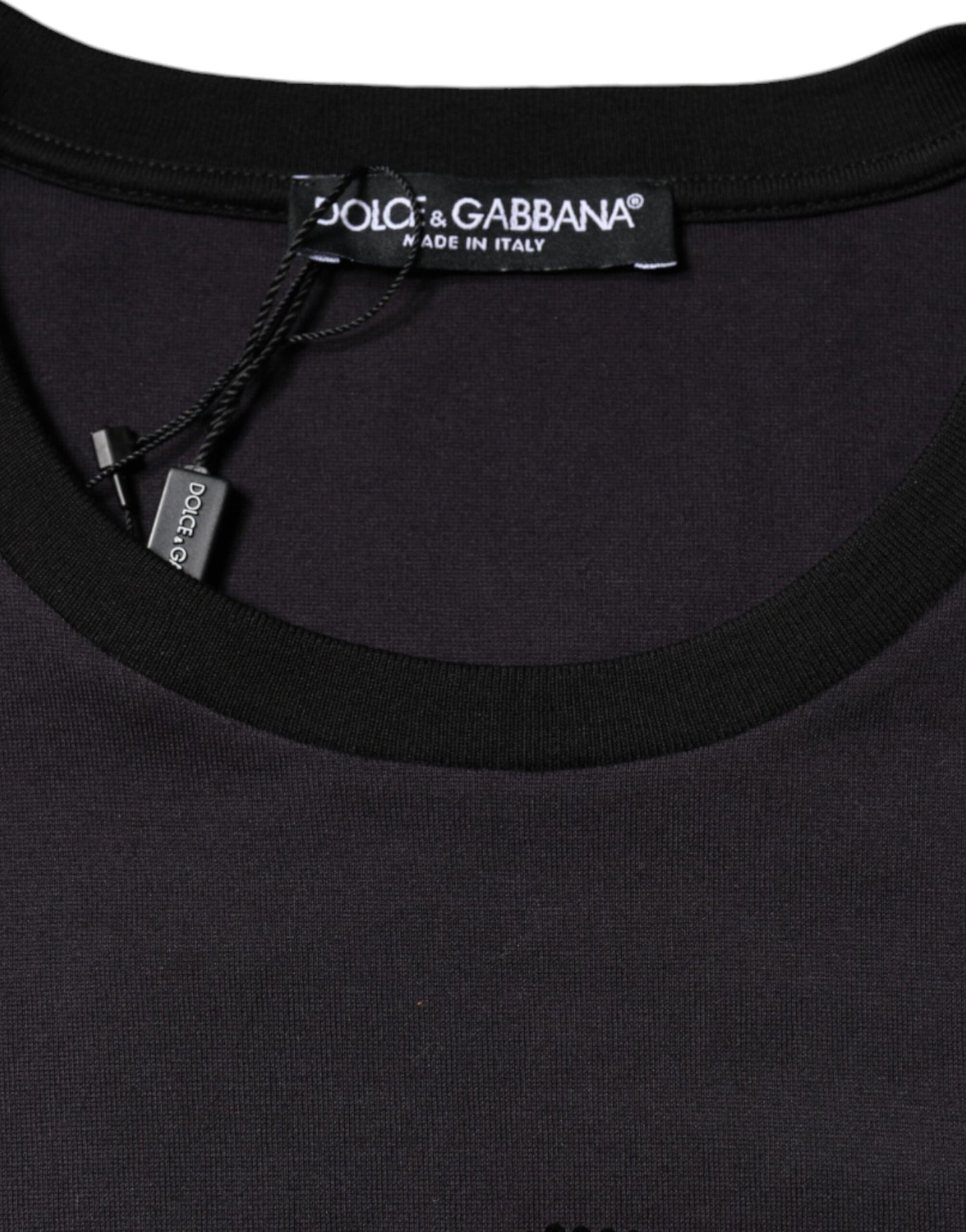 Dolce & Gabbana Black Cotton Logo Print Round Neck T-shirt by Dolce & Gabbana