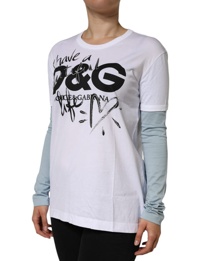 Dolce & Gabbana White Cotton Logo Print Round Neck T-shirt by Dolce & Gabbana