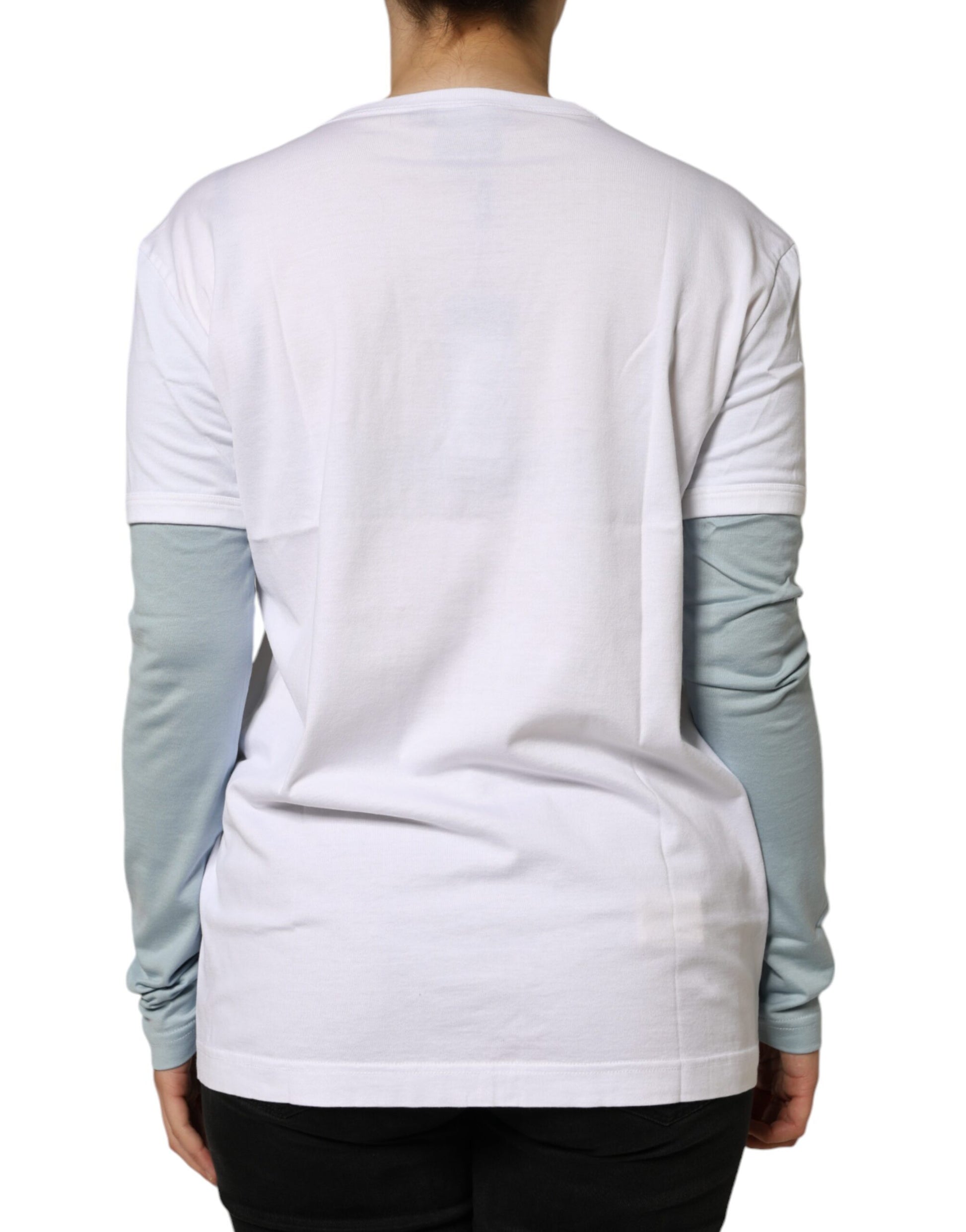 Dolce & Gabbana White Cotton Logo Print Round Neck T-shirt by Dolce & Gabbana