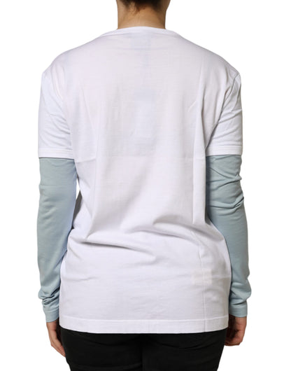 Dolce & Gabbana White Cotton Logo Print Round Neck T-shirt by Dolce & Gabbana