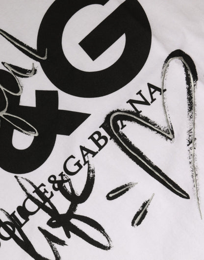 Dolce & Gabbana White Cotton Logo Print Round Neck T-shirt by Dolce & Gabbana