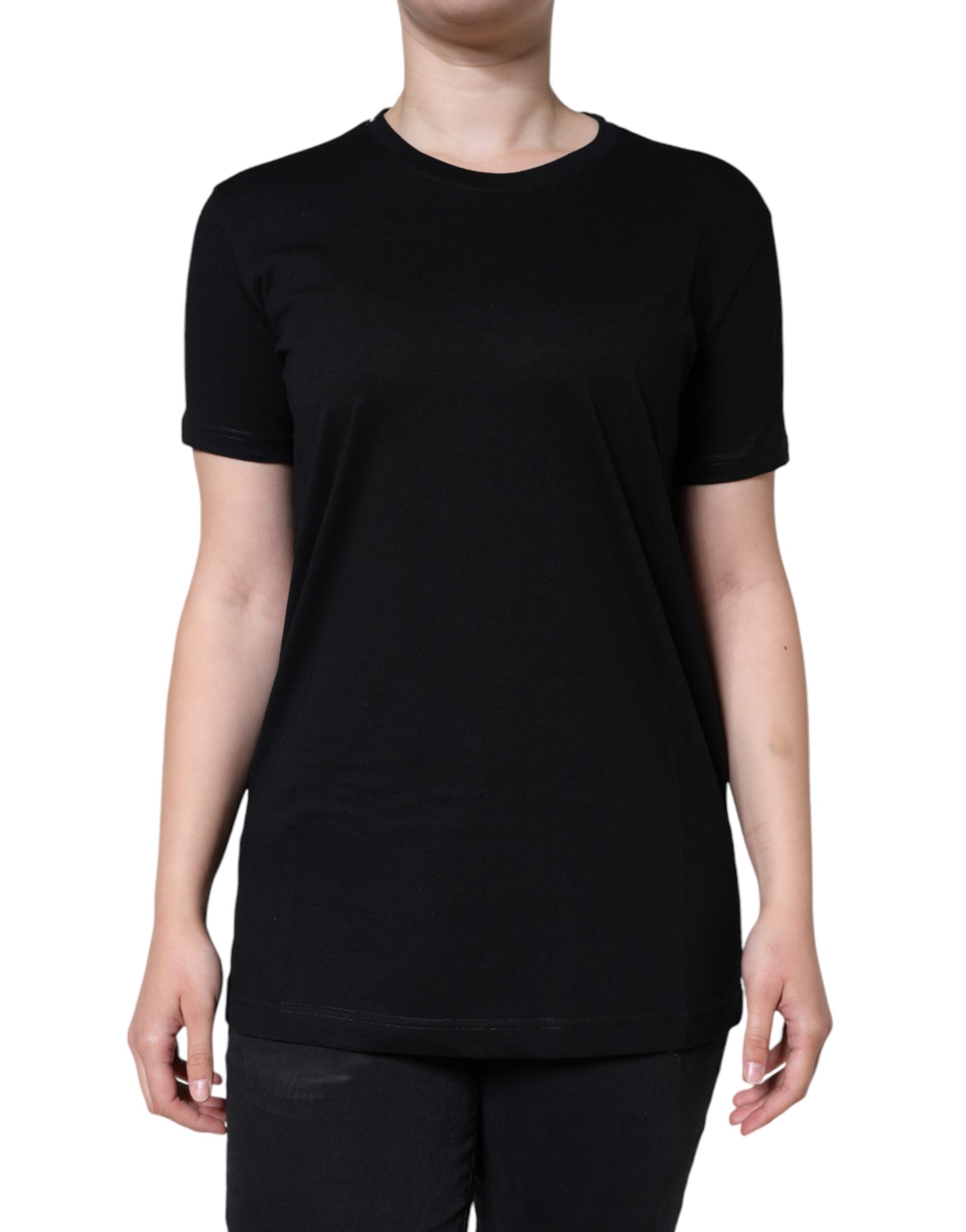 Dolce & Gabbana Black Cotton Crew Neck Short Sleeve T-shirt by Dolce & Gabbana