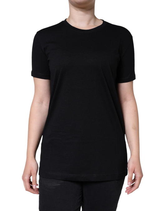 Dolce & Gabbana Black Cotton Crew Neck Short Sleeve T-shirt by Dolce & Gabbana