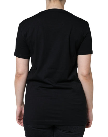 Dolce & Gabbana Black Cotton Crew Neck Short Sleeve T-shirt by Dolce & Gabbana