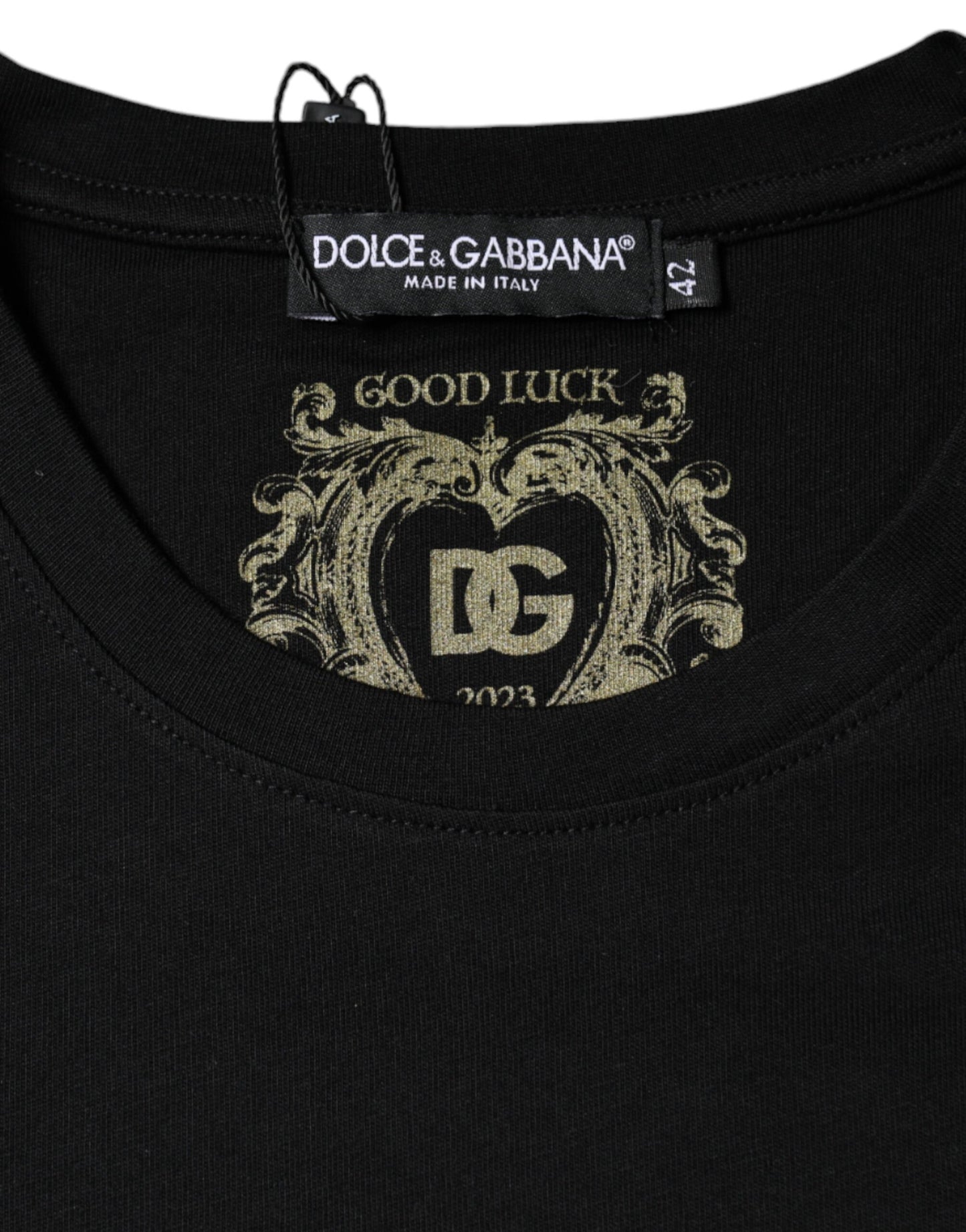 Dolce & Gabbana Black Cotton Crew Neck Short Sleeve T-shirt by Dolce & Gabbana