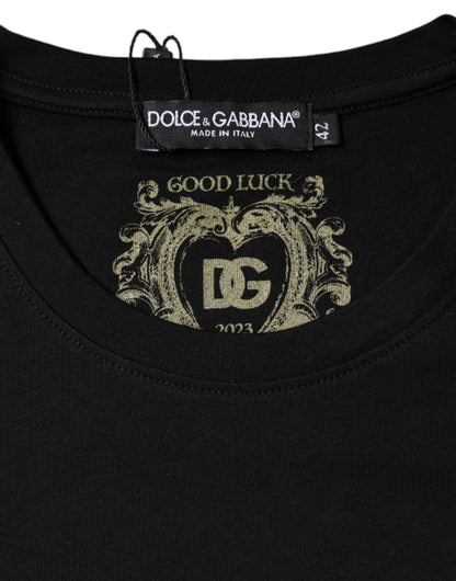Dolce & Gabbana Black Cotton Crew Neck Short Sleeve T-shirt by Dolce & Gabbana