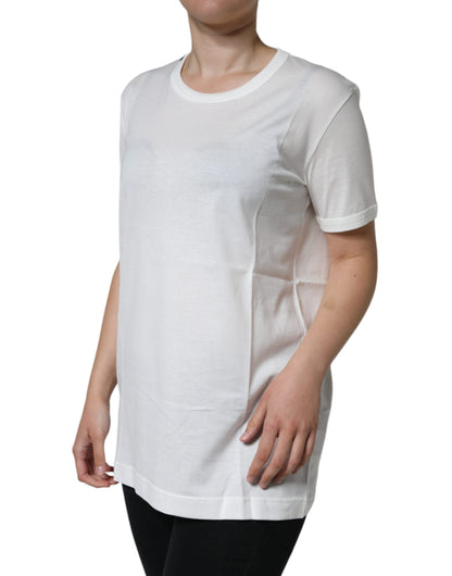 Dolce & Gabbana White Cotton Crew Neck Short Sleeve T-shirt by Dolce & Gabbana