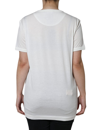 Dolce & Gabbana White Cotton Crew Neck Short Sleeve T-shirt by Dolce & Gabbana