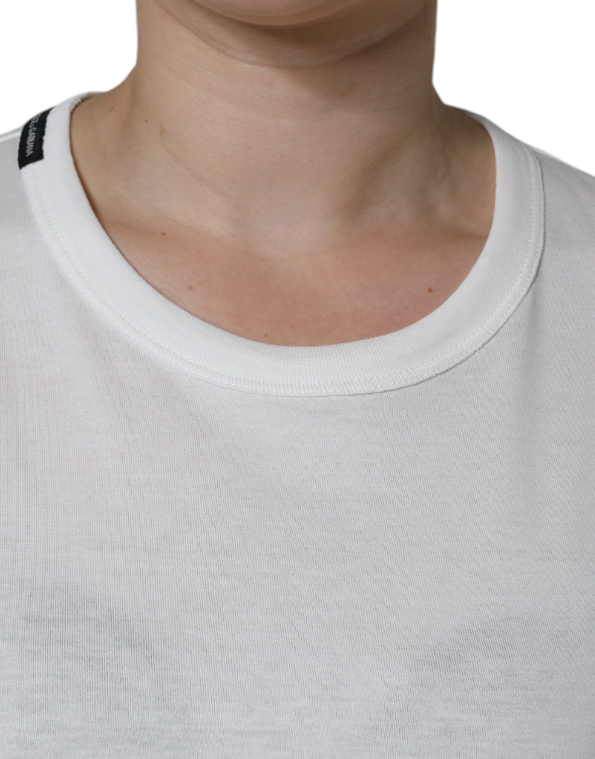 Dolce & Gabbana White Cotton Crew Neck Short Sleeve T-shirt by Dolce & Gabbana