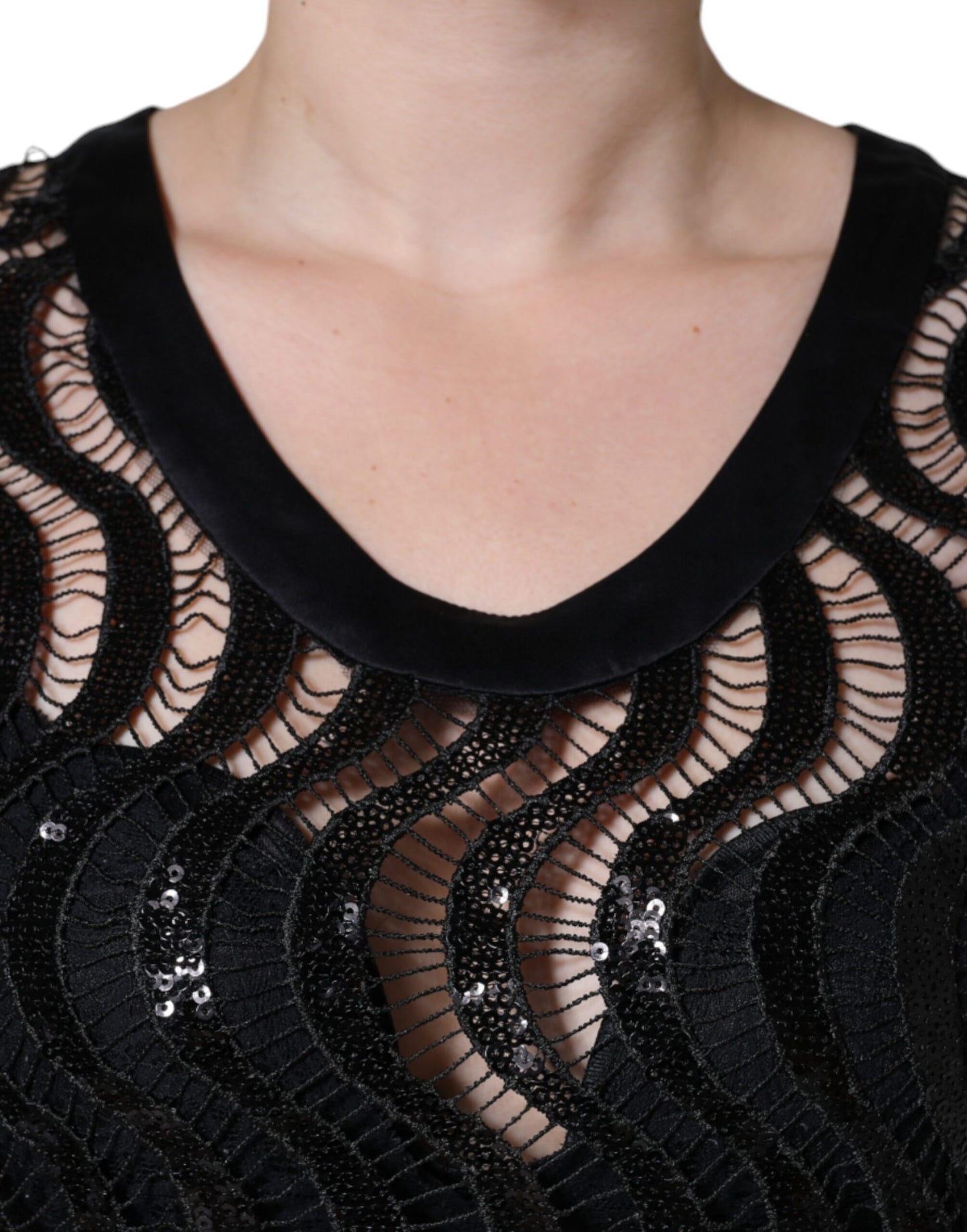 Dolce & Gabbana Black Sequin Sleeveless Tank Blouse Top by Dolce & Gabbana