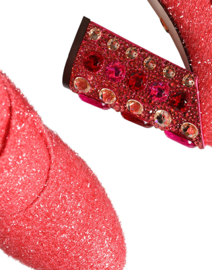 Bottes hautes fantaisie Dolce &amp; Gabbana en lurex rose cristal