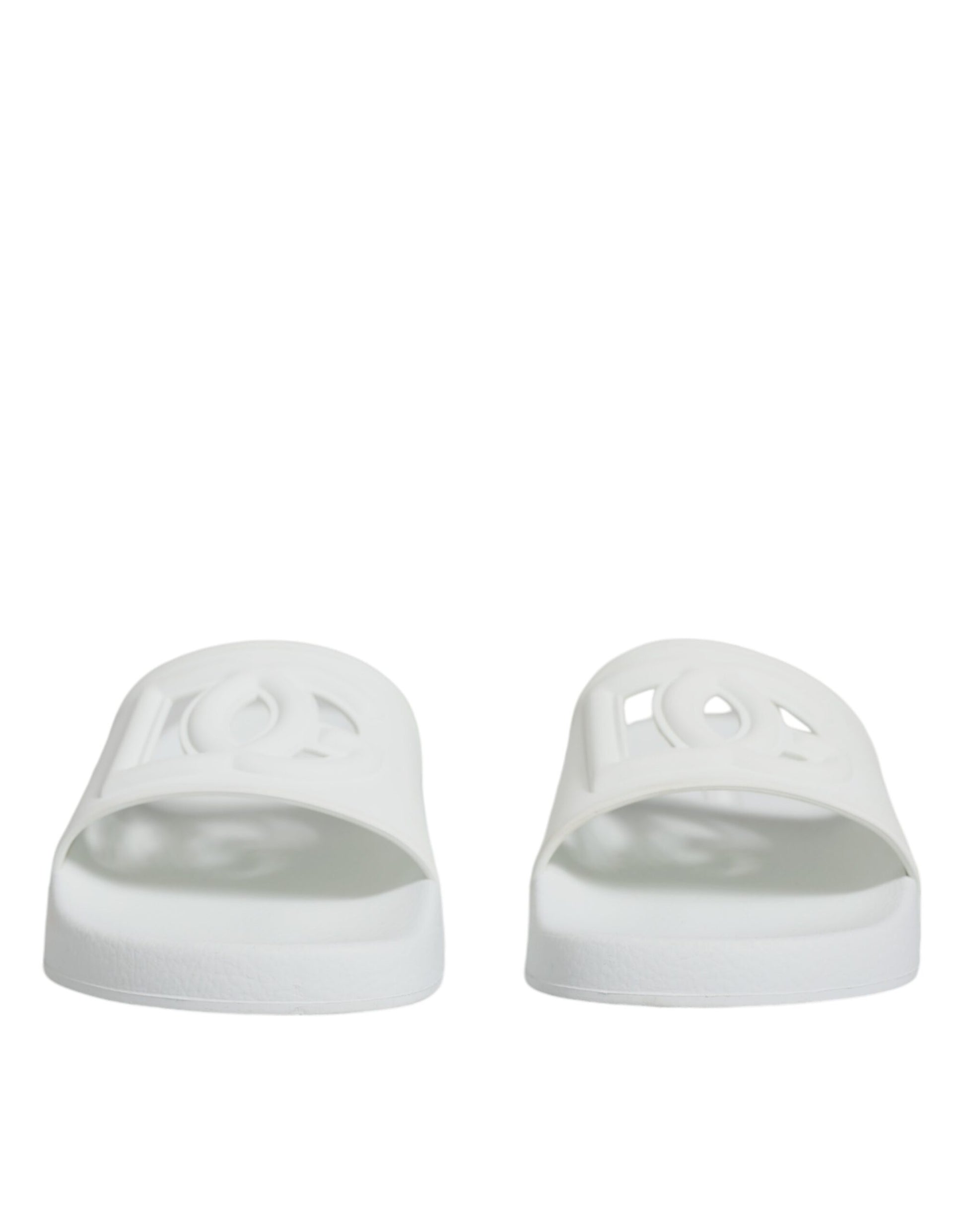 Dolce & Gabbana White Rubber Slides Sandals Beachwear Shoes by Dolce & Gabbana
