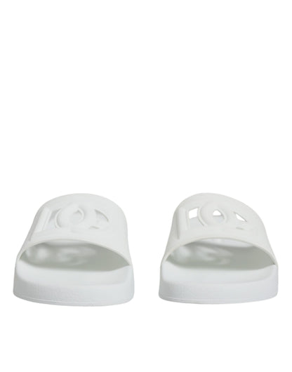 Dolce & Gabbana White Rubber Slides Sandals Beachwear Shoes by Dolce & Gabbana