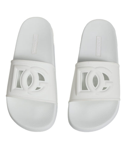 Dolce & Gabbana White Rubber Slides Sandals Beachwear Shoes by Dolce & Gabbana