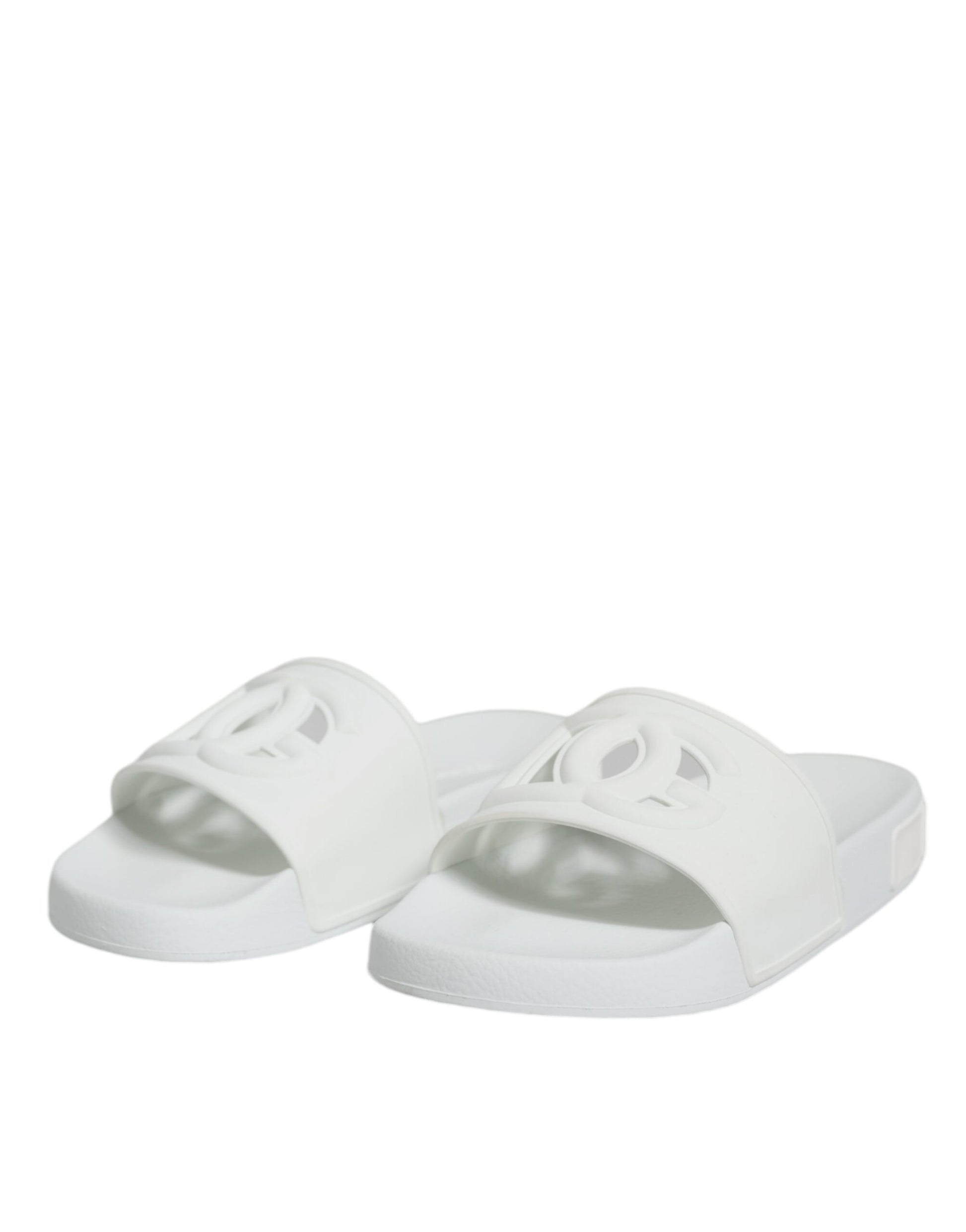 Dolce & Gabbana White Rubber Slides Sandals Beachwear Shoes by Dolce & Gabbana