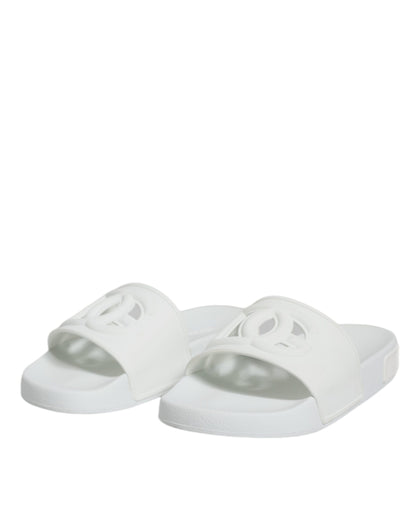 Dolce & Gabbana White Rubber Slides Sandals Beachwear Shoes by Dolce & Gabbana