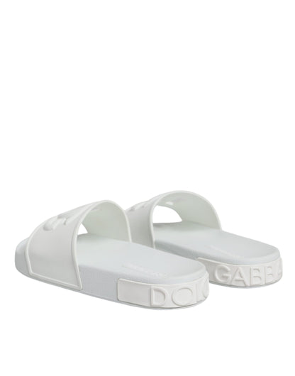 Dolce & Gabbana White Rubber Slides Sandals Beachwear Shoes by Dolce & Gabbana