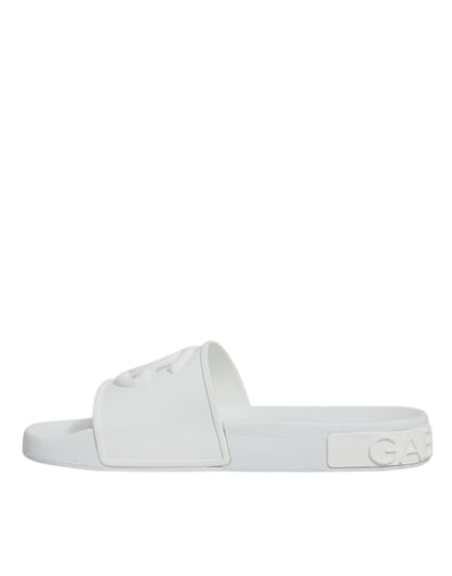 Dolce & Gabbana White Rubber Slides Sandals Beachwear Shoes by Dolce & Gabbana