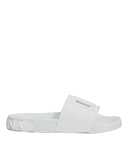 Dolce & Gabbana White Rubber Slides Sandals Beachwear Shoes by Dolce & Gabbana