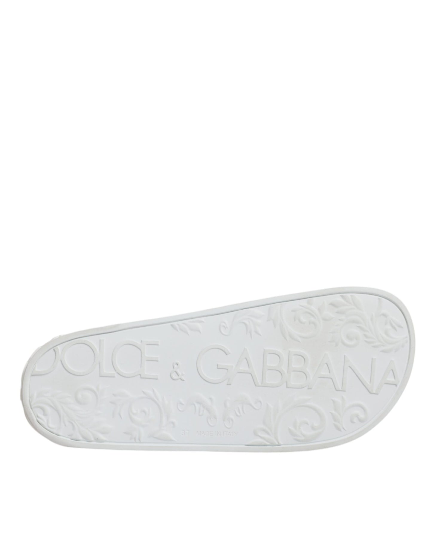 Dolce & Gabbana White Rubber Slides Sandals Beachwear Shoes by Dolce & Gabbana