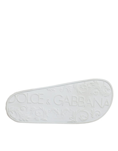 Dolce & Gabbana White Rubber Slides Sandals Beachwear Shoes by Dolce & Gabbana