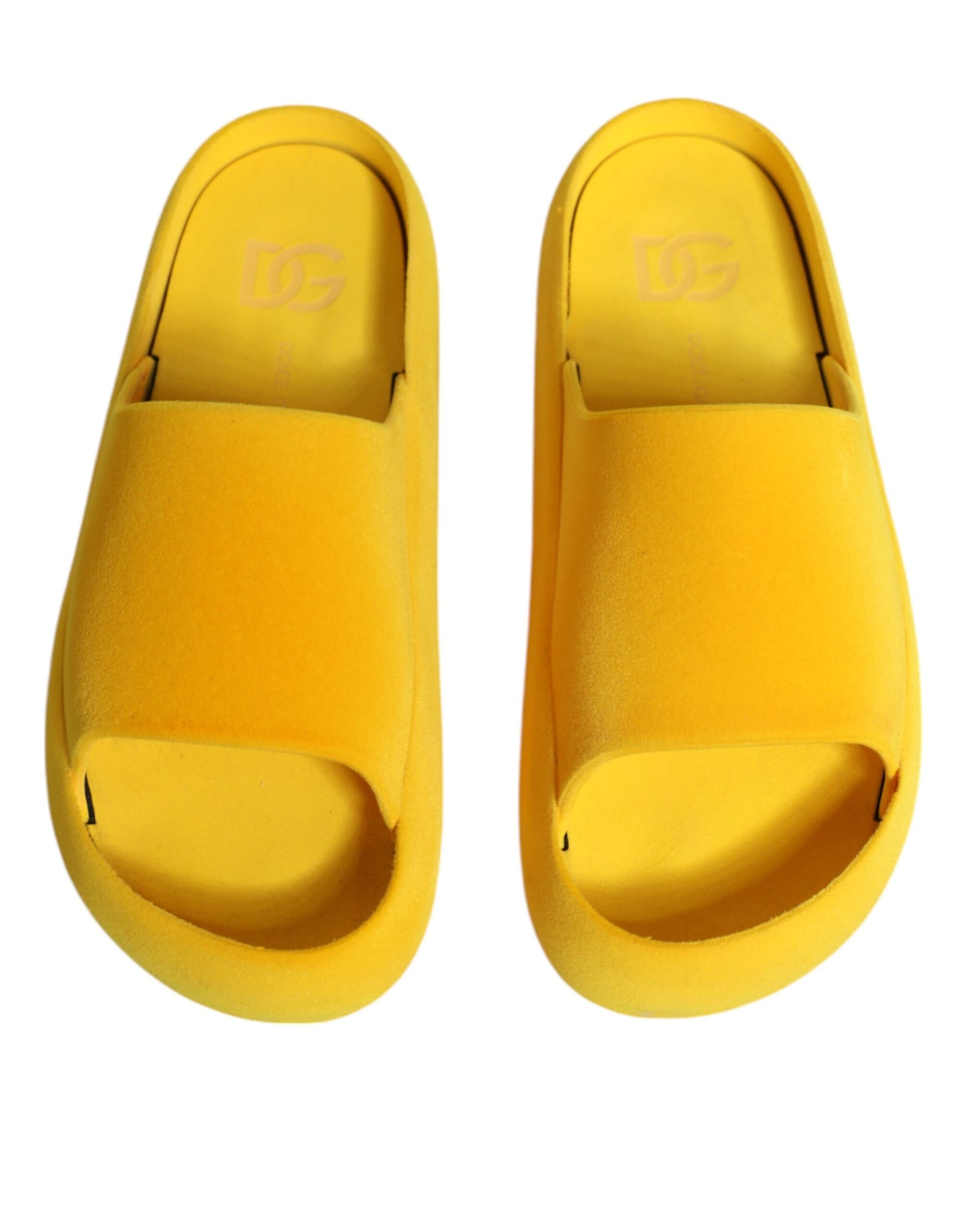 Dolce & Gabbana Yellow Rubber Slides Sandals Beachwear Shoes by Dolce & Gabbana