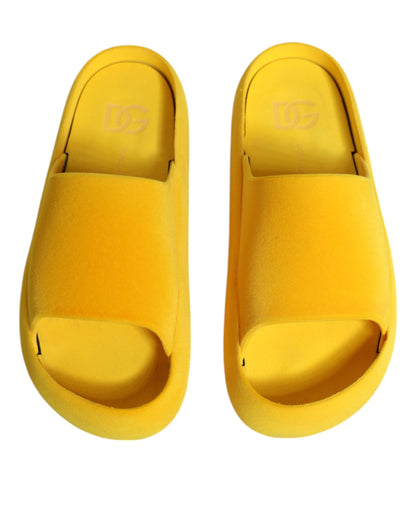 Dolce & Gabbana Yellow Rubber Slides Sandals Beachwear Shoes by Dolce & Gabbana