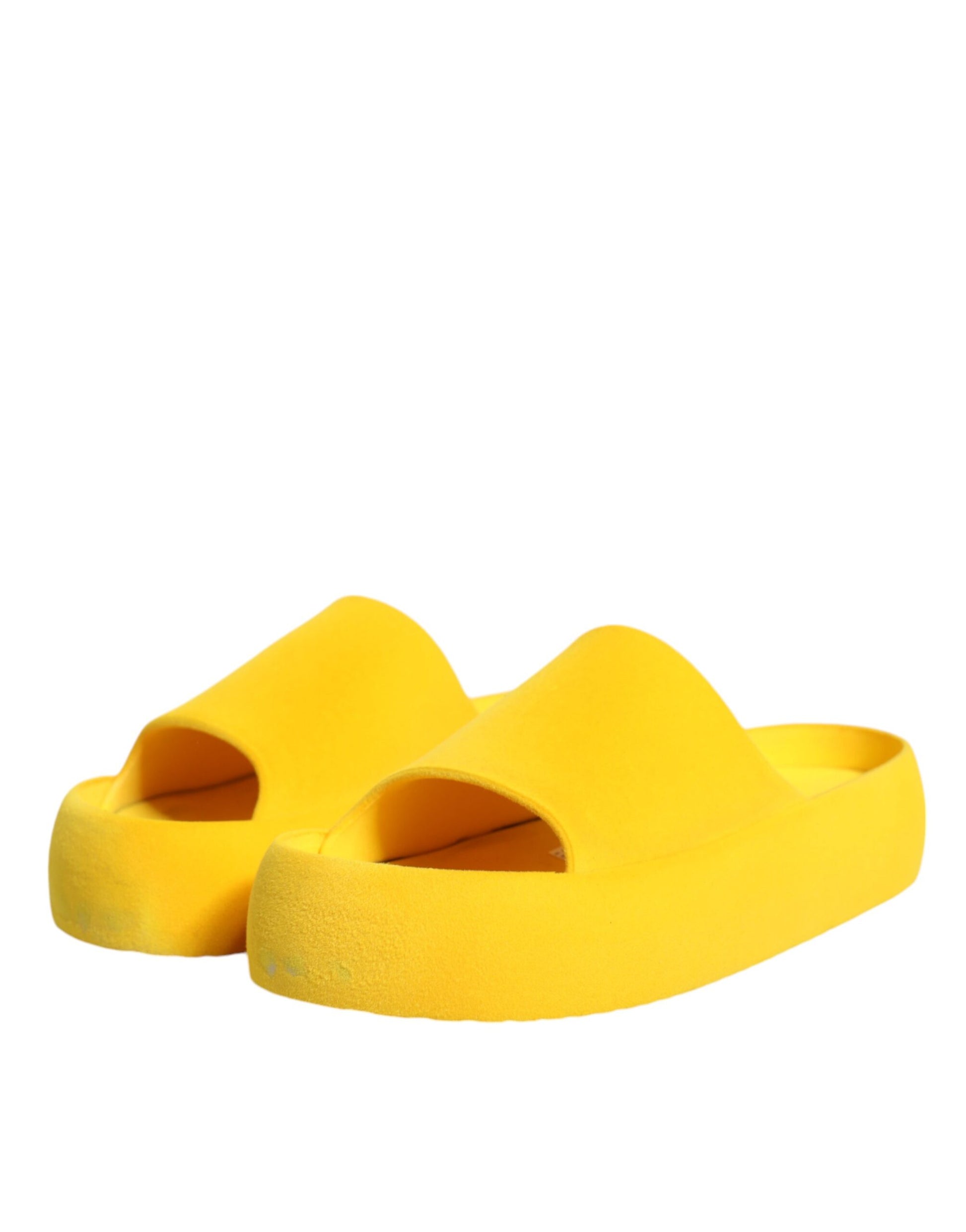 Dolce & Gabbana Yellow Rubber Slides Sandals Beachwear Shoes by Dolce & Gabbana