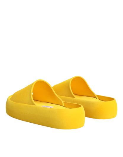 Dolce & Gabbana Yellow Rubber Slides Sandals Beachwear Shoes by Dolce & Gabbana