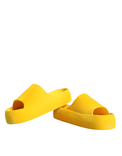 Dolce & Gabbana Yellow Rubber Slides Sandals Beachwear Shoes by Dolce & Gabbana