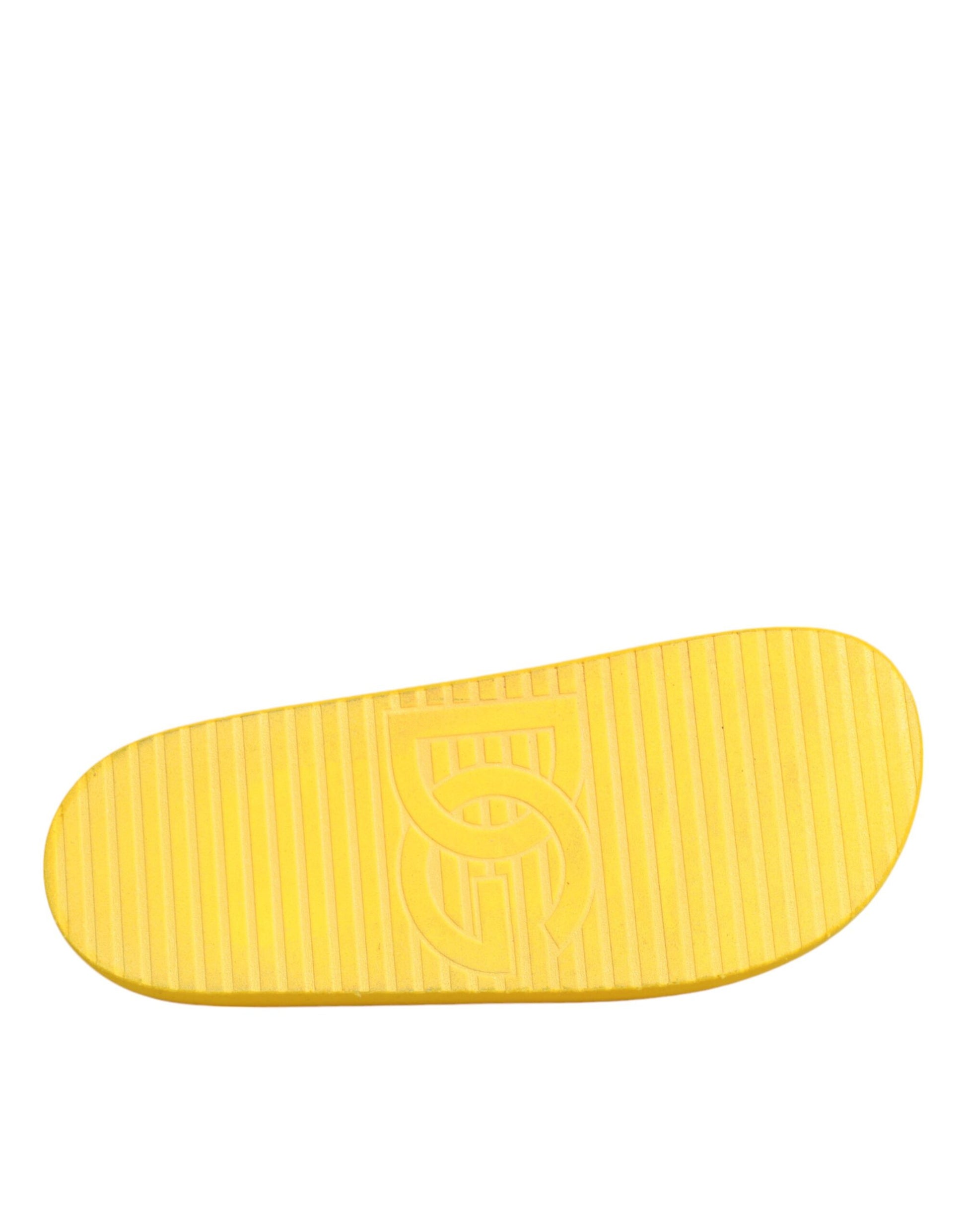 Dolce & Gabbana Yellow Rubber Slides Sandals Beachwear Shoes by Dolce & Gabbana