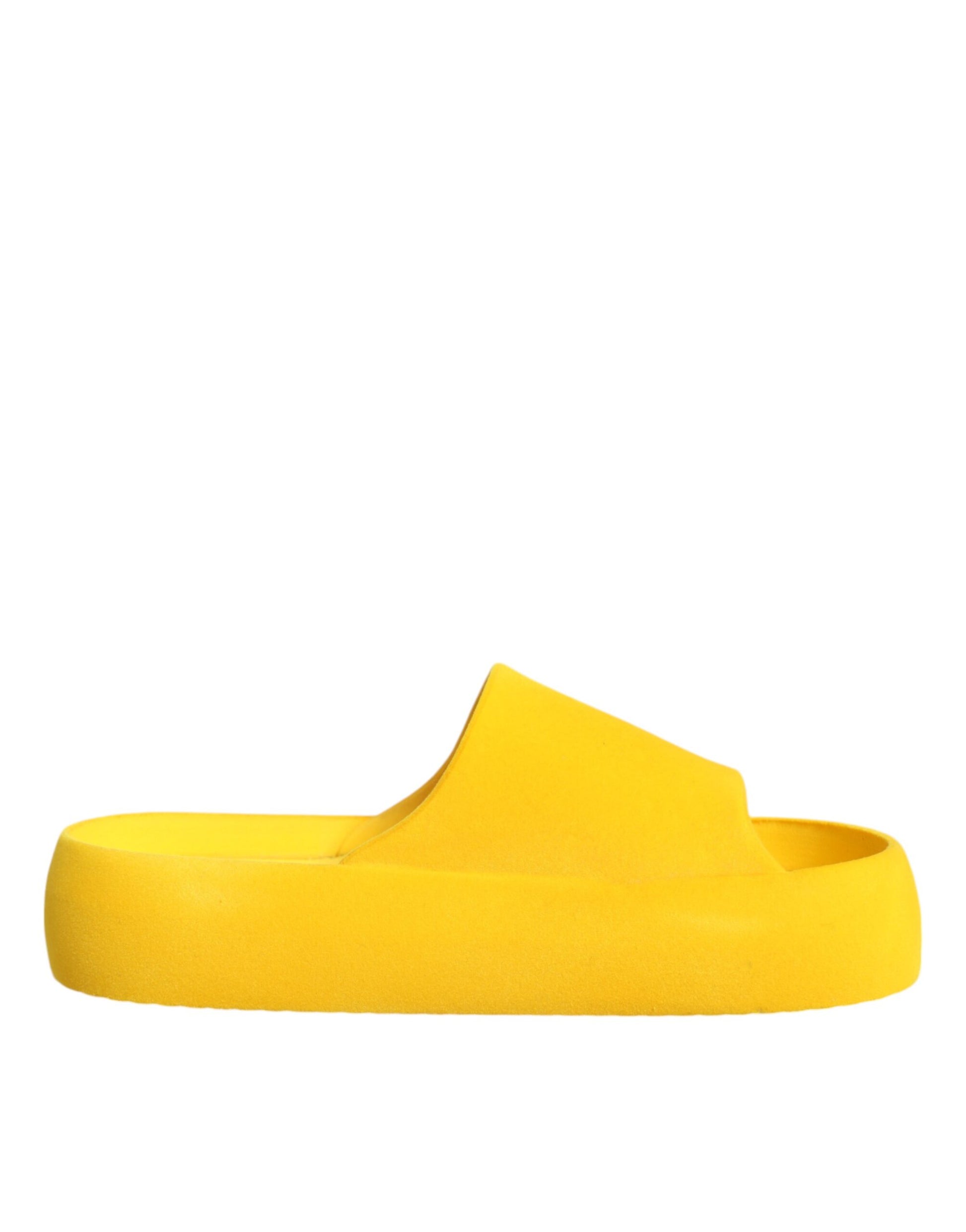 Dolce & Gabbana Yellow Rubber Slides Sandals Beachwear Shoes by Dolce & Gabbana