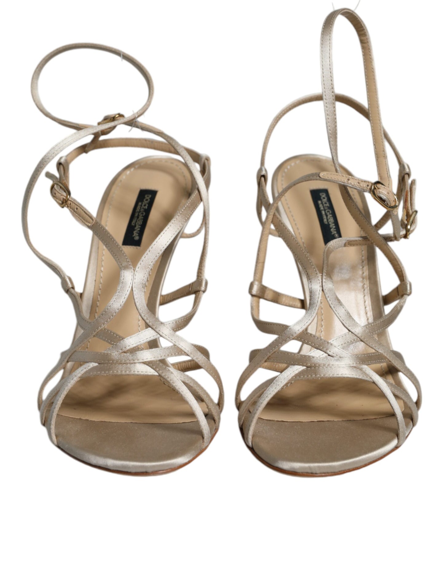 Dolce & Gabbana Beige Leather Stiletto Heels Sandals Shoes by Dolce & Gabbana