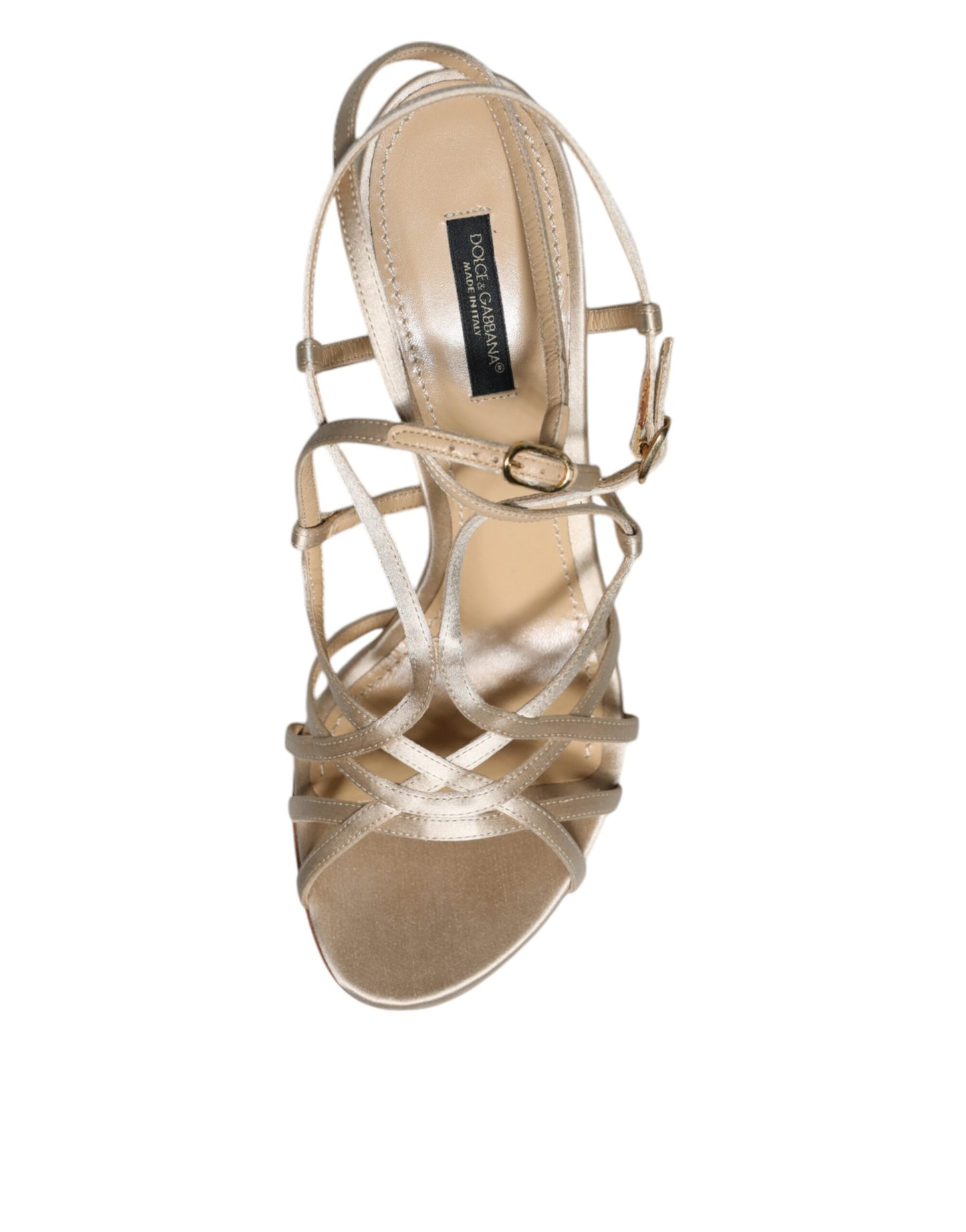 Dolce & Gabbana Beige Leather Stiletto Heels Sandals Shoes by Dolce & Gabbana