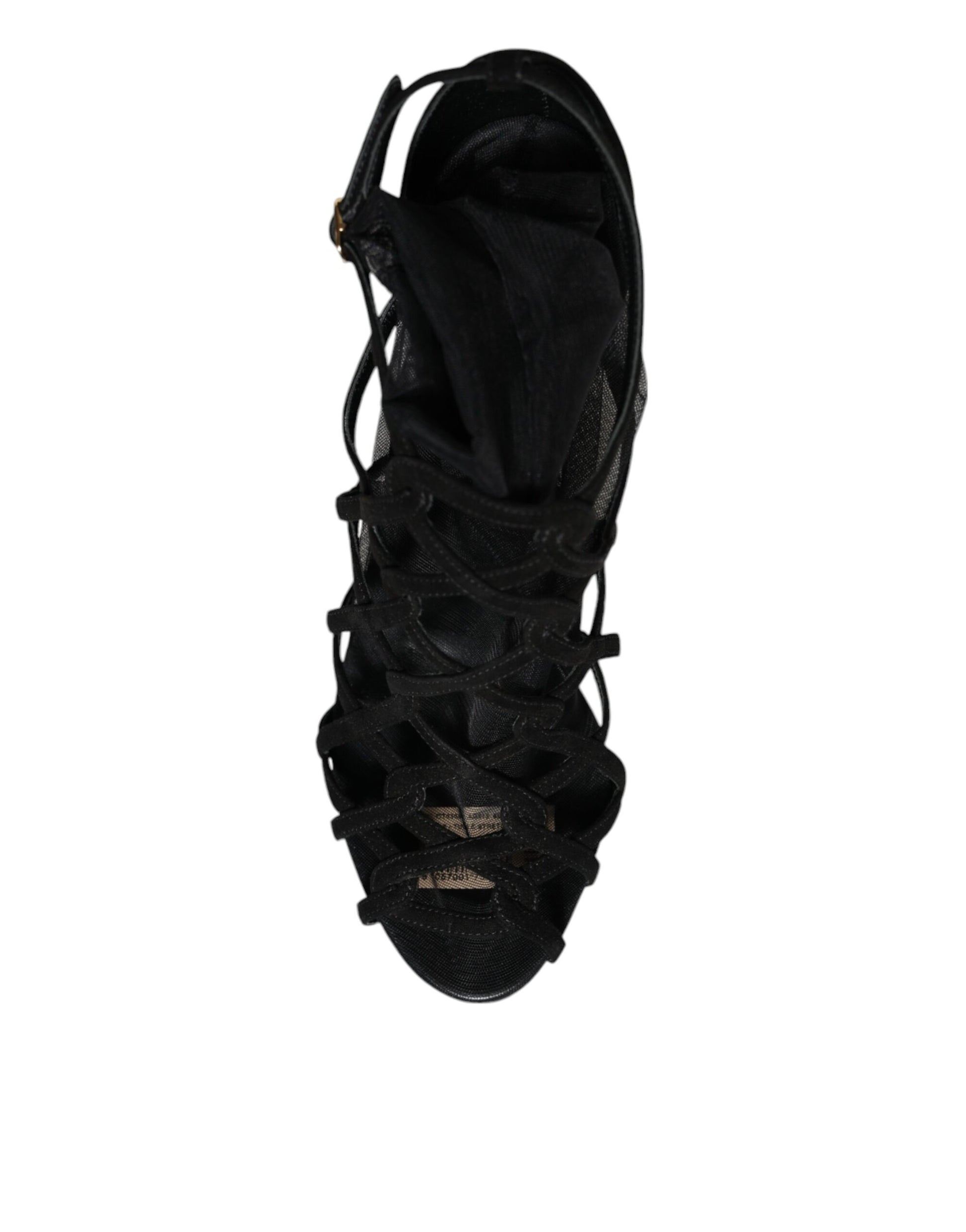 Dolce & Gabbana Black Tulle Stretch Heels Sandals Shoes by Dolce & Gabbana