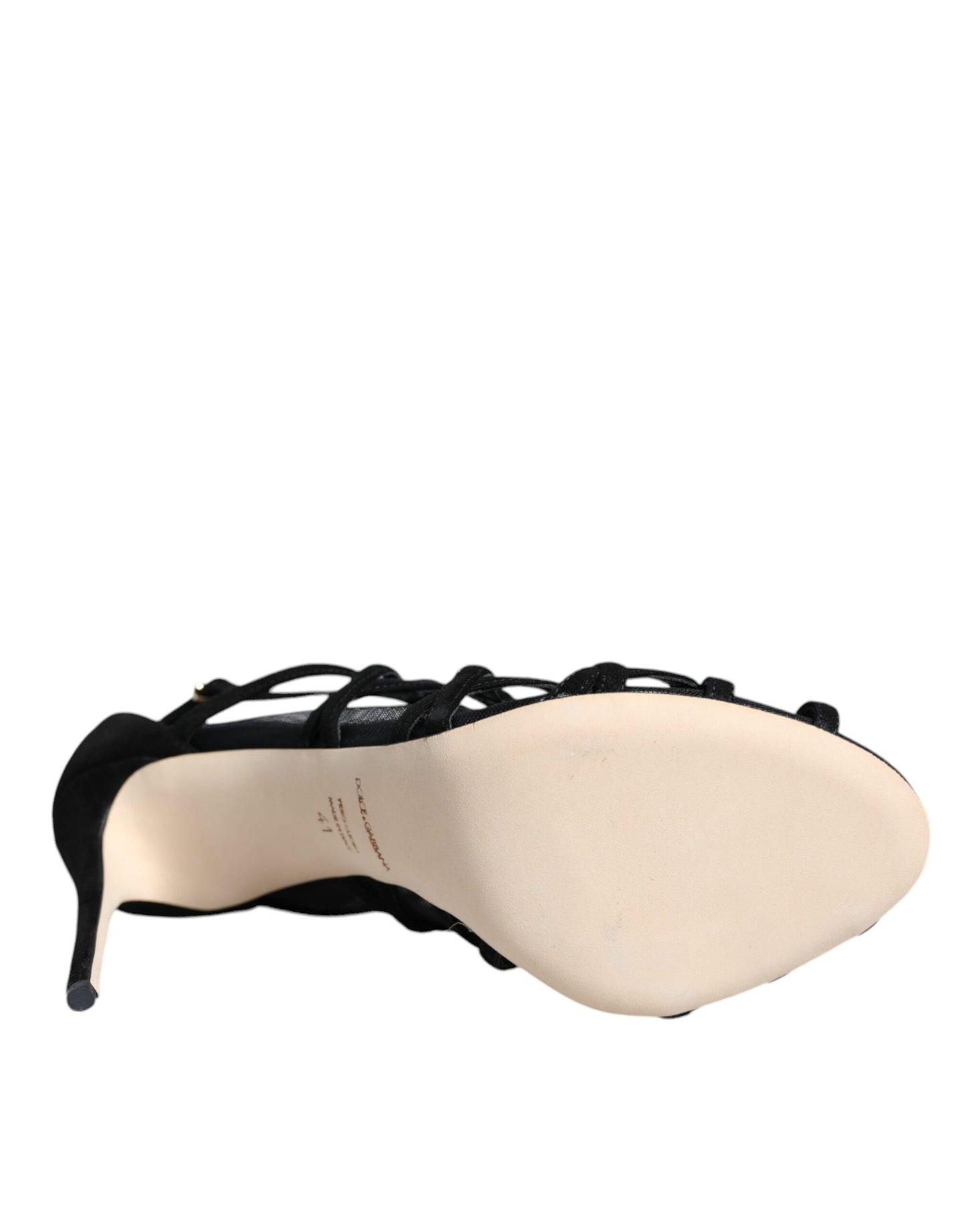 Dolce & Gabbana Black Tulle Stretch Heels Sandals Shoes by Dolce & Gabbana