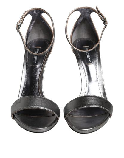 Dolce & Gabbana Silver KEIRA Heels Ankle Strap Sandals Shoes by Dolce & Gabbana