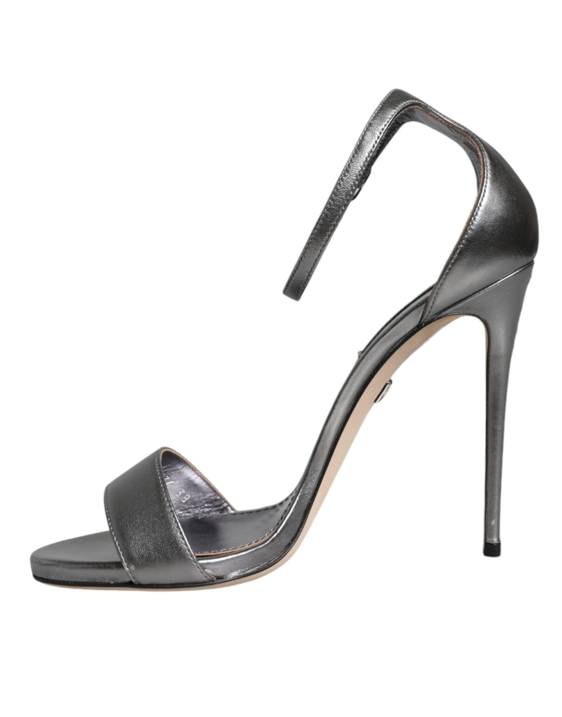 Dolce & Gabbana Silver KEIRA Heels Ankle Strap Sandals Shoes by Dolce & Gabbana