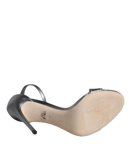 Dolce & Gabbana Silver KEIRA Heels Ankle Strap Sandals Shoes by Dolce & Gabbana