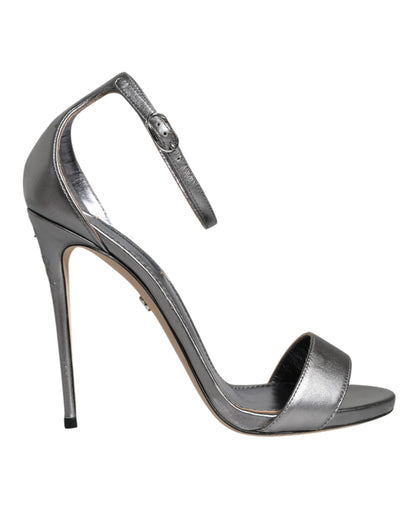 Dolce & Gabbana Silver KEIRA Heels Ankle Strap Sandals Shoes by Dolce & Gabbana