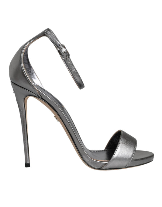 Dolce & Gabbana Silver KEIRA Heels Ankle Strap Sandals Shoes by Dolce & Gabbana